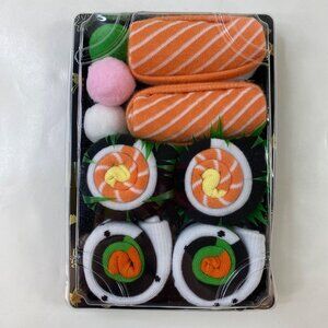 Sushi-Themed Novelty Socks Gift Variety Set In Fun Sushi Tray Packaging